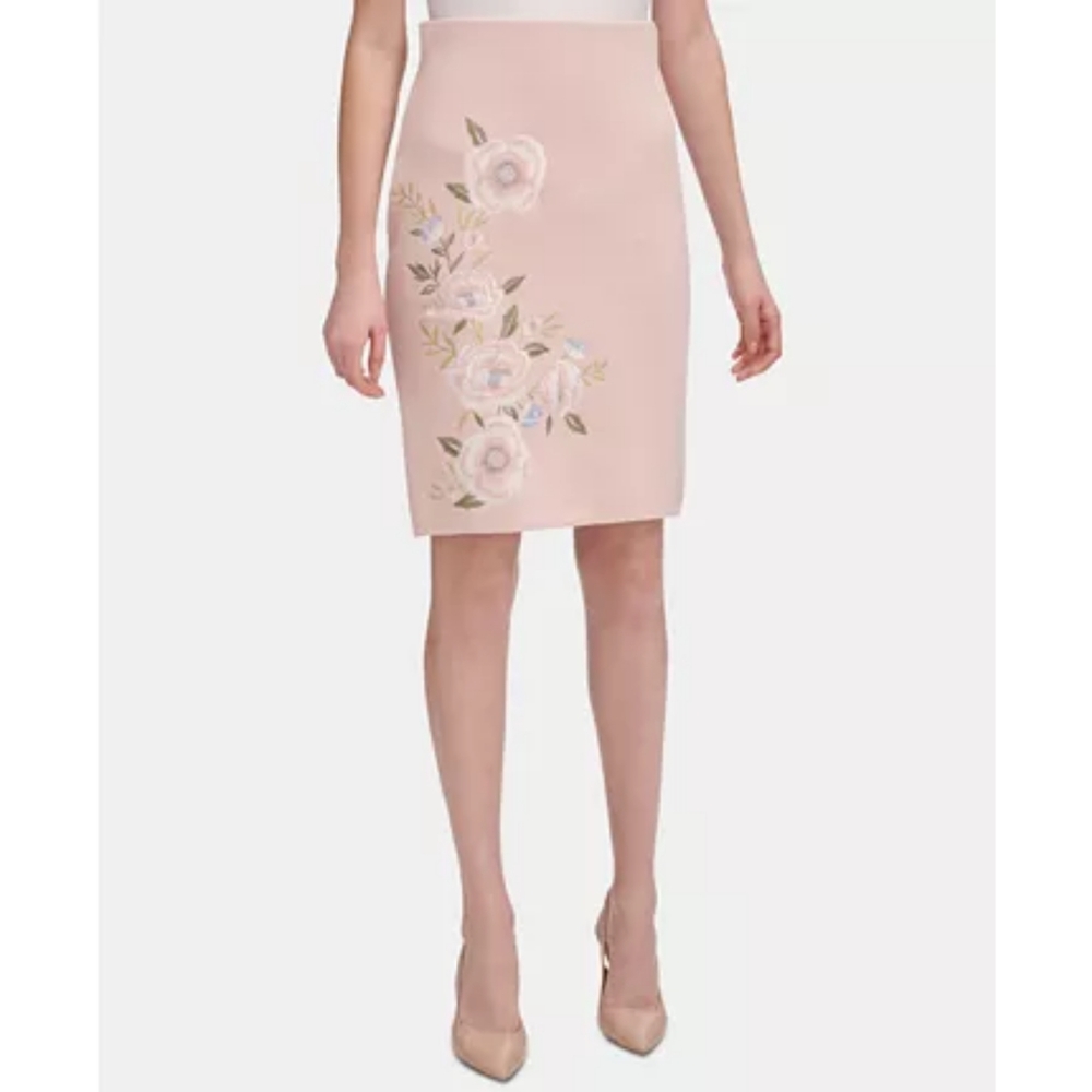 CALVIN KLEIN EMBROIDERY PENCIL SKIRT